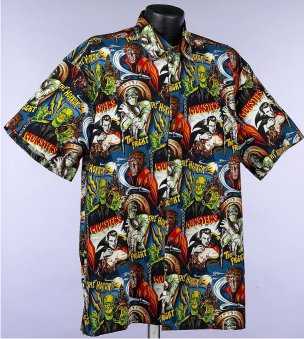 Horror  Monsters Hawaiian Shirt- Made in USA- 100% Cotton